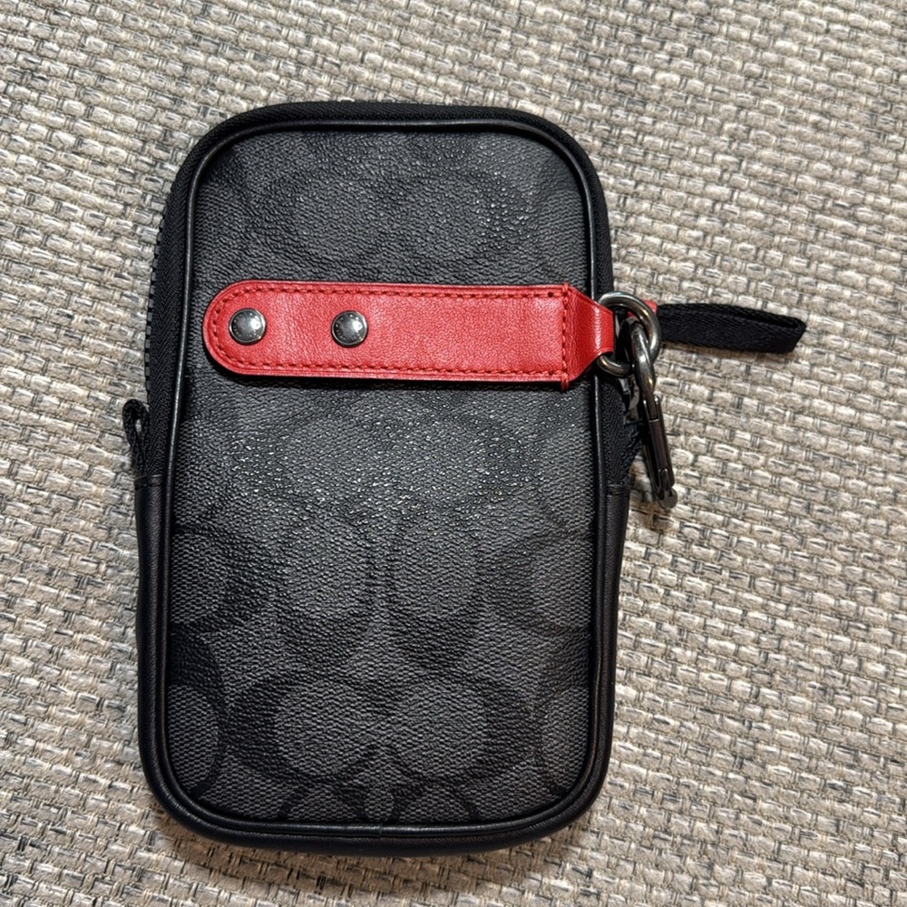 Coach North/South Hybrid Pouch In Signature Canvas Coach Patch Red//Black - Picture 2 of 9